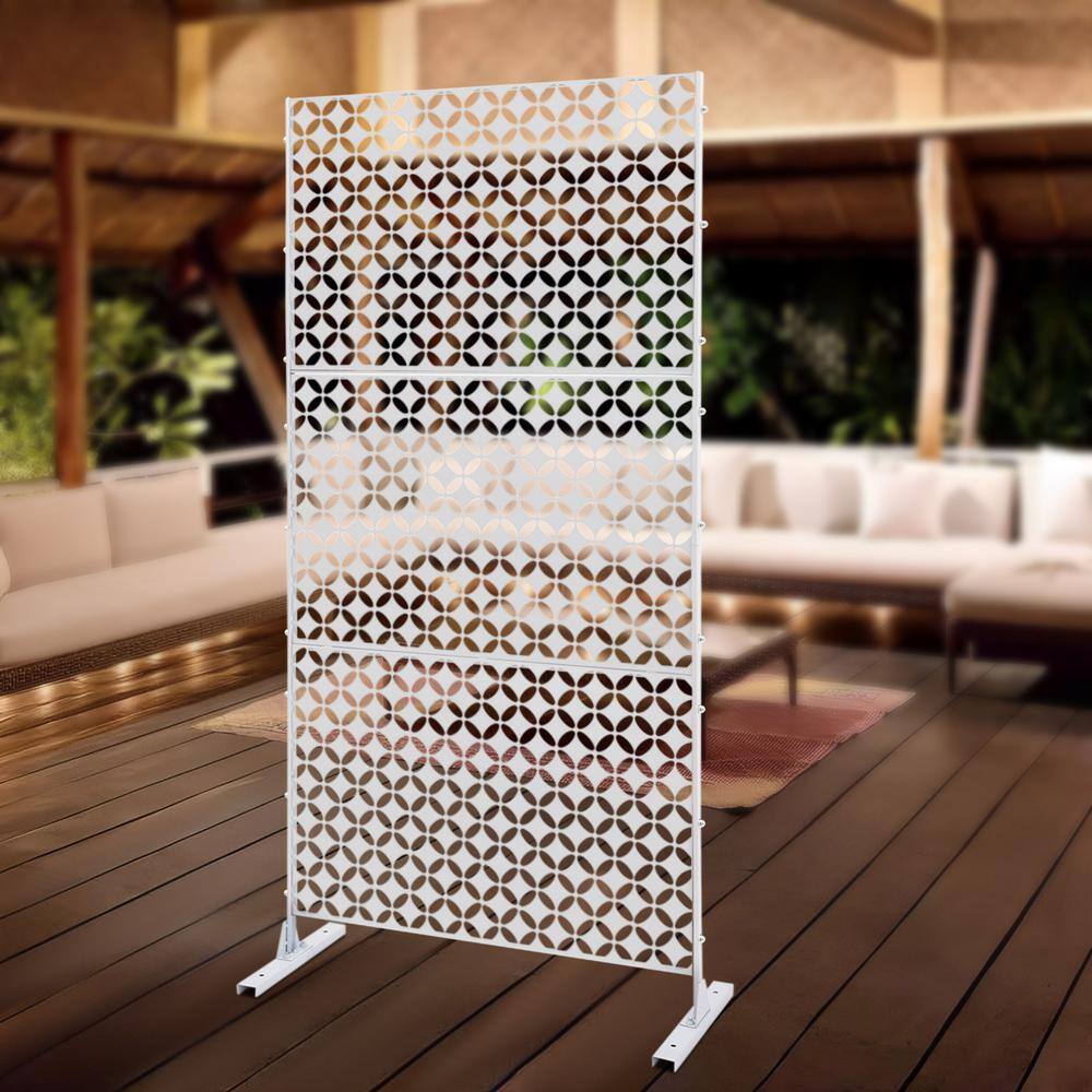 YIYIBYUS 6.2 ft. x 2.9 ft. White Metal Steel Outdoor/Indoor Room Divider Adjustable Height Garden Decorative Privacy Fence