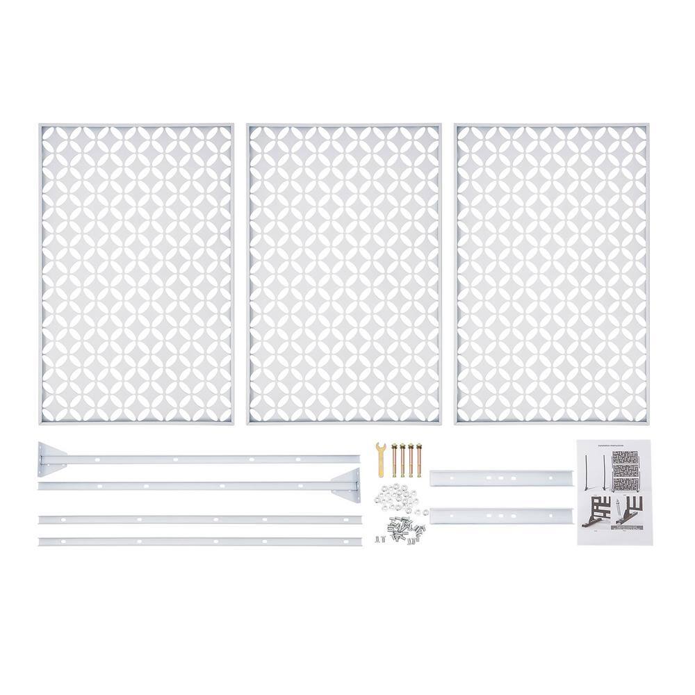 YIYIBYUS 6.2 ft. x 2.9 ft. White Metal Steel Outdoor/Indoor Room Divider Adjustable Height Garden Decorative Privacy Fence