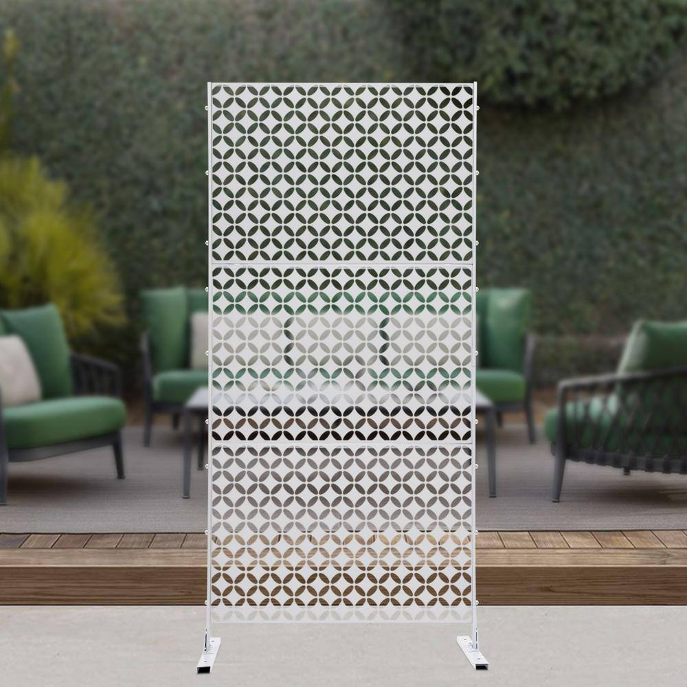 YIYIBYUS 6.2 ft. x 2.9 ft. White Metal Steel Outdoor/Indoor Room Divider Adjustable Height Garden Decorative Privacy Fence