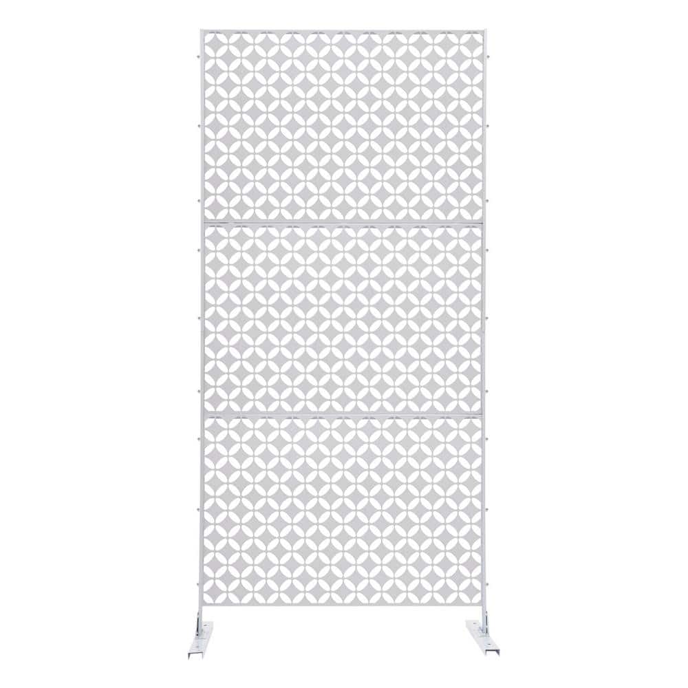 YIYIBYUS 6.2 ft. x 2.9 ft. White Metal Steel Outdoor/Indoor Room Divider Adjustable Height Garden Decorative Privacy Fence