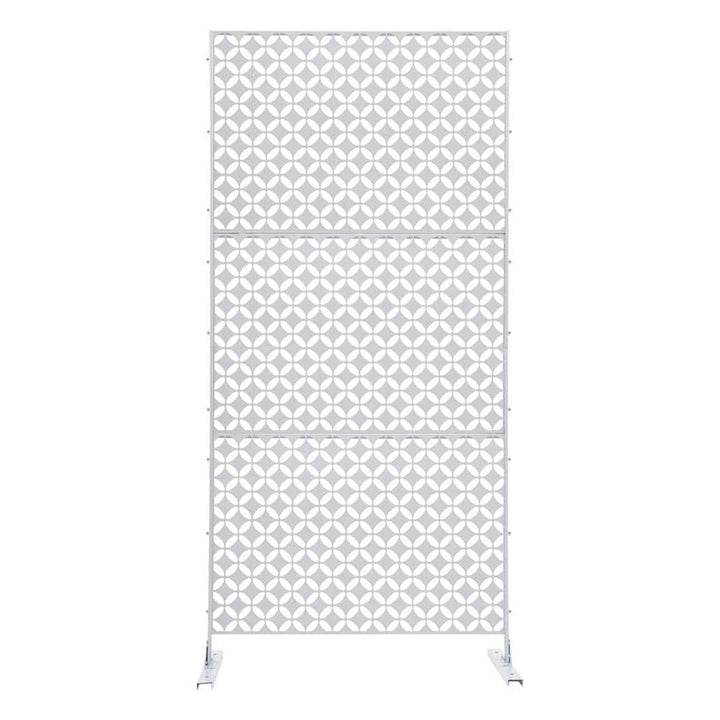 YIYIBYUS 6.2 ft. x 2.9 ft. White Metal Steel Outdoor/Indoor Room Divider Adjustable Height Garden Decorative Privacy Fence
