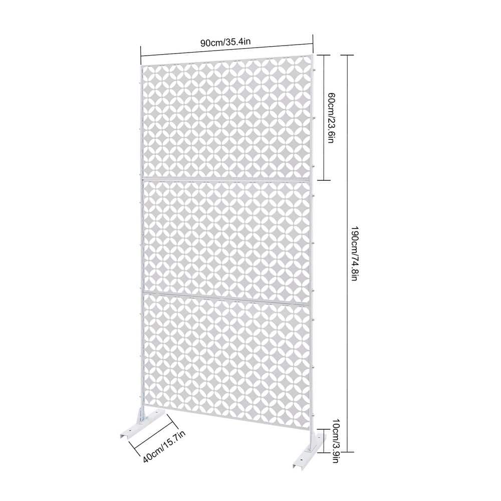 YIYIBYUS 6.2 ft. x 2.9 ft. White Metal Steel Outdoor/Indoor Room Divider Adjustable Height Garden Decorative Privacy Fence