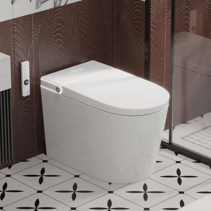 yulika Elongated 1.28 GPF Smart Bidet Toilet with Built-in Foot Sensor and Heated Seat
