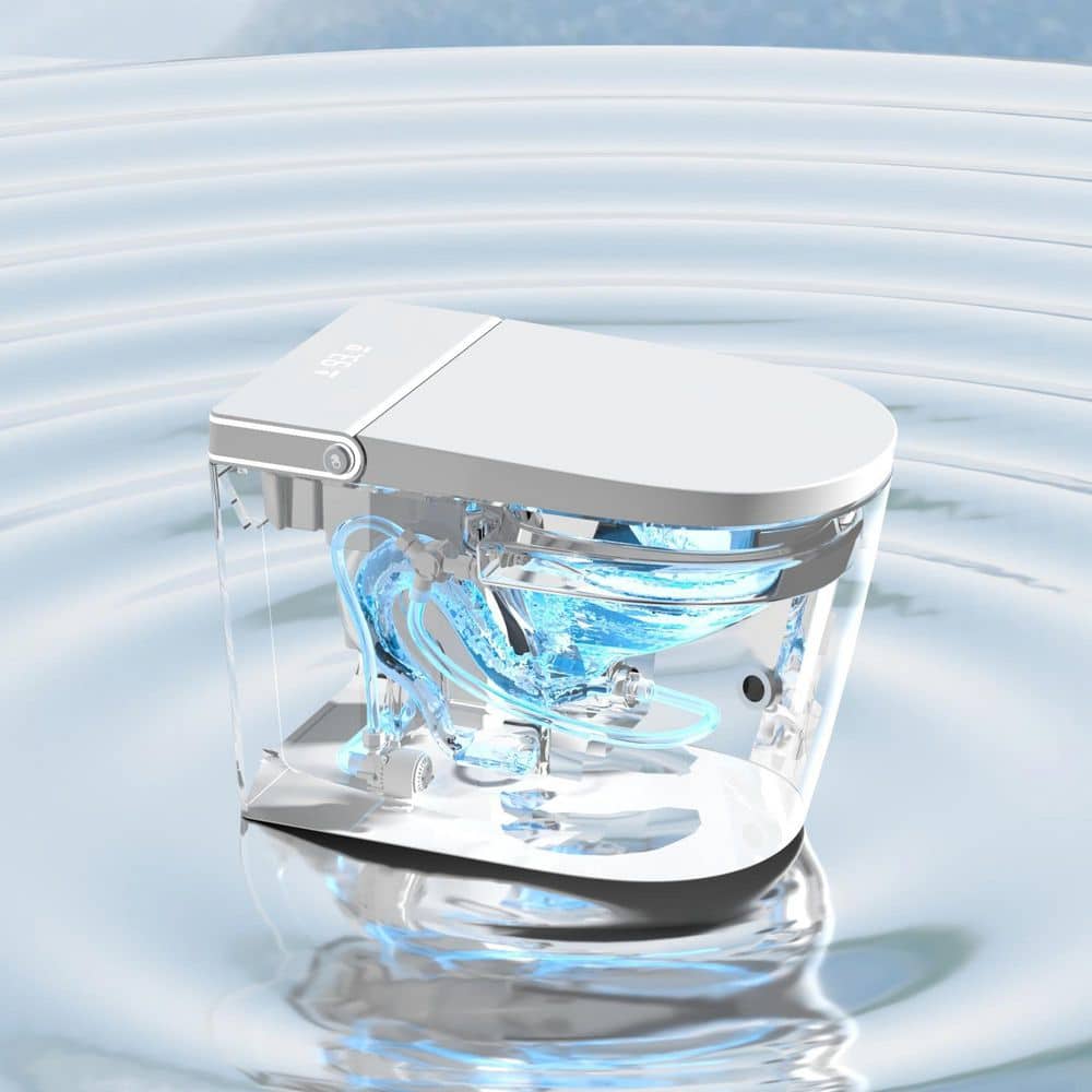 yulika Elongated 1.28 GPF Smart Bidet Toilet with Built-in Foot Sensor and Heated Seat