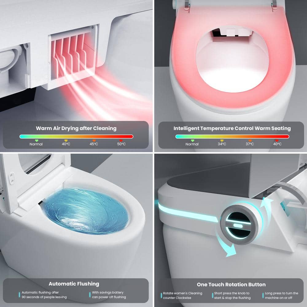 Yulika Smart Bidet Toilet - Elongated 1.28 GPF with Auto Features
