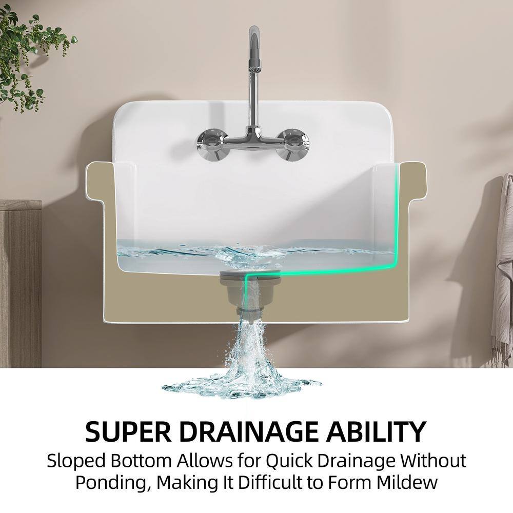 Zeafive 10 Gal 24"x20" Ceramic Wall/Freestanding Utility Sink - White