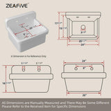Zeafive 24 in. W x 20 in. D Wall Mount/Freestanding Laundry/Utility Sink in White Farmhouse Sink With Overflow and Sink Strainer