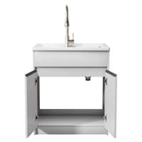 Zeafive All-in-One 30" x 22" Freestanding White Laundry Sink with Cabinet and Faucet