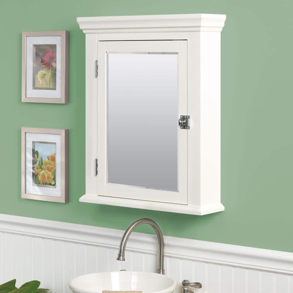 Zenith Early American 22-1/4 in. W x 27 in. H x 5-7/8 in. D Framed Surface-Mount Bathroom Medicine Cabinet in White