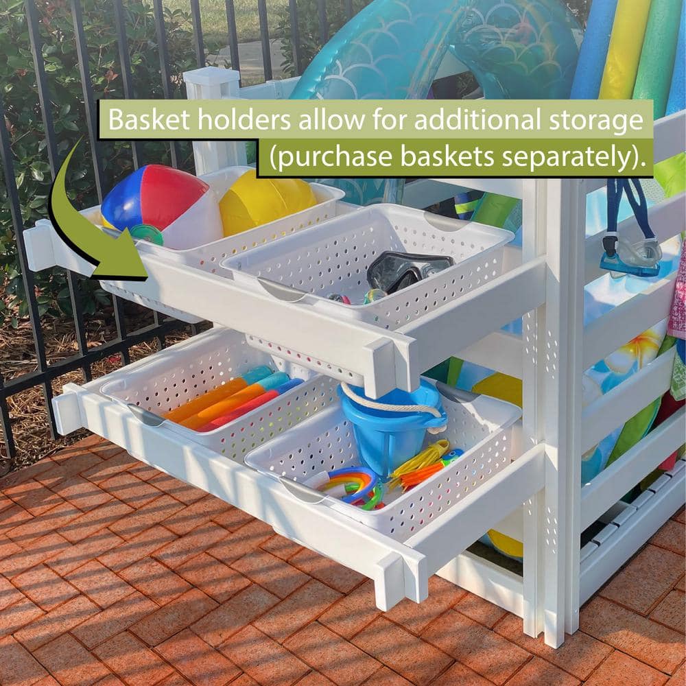 Zippity Outdoor Products Premium White Vinyl Poolside Storage Organizer