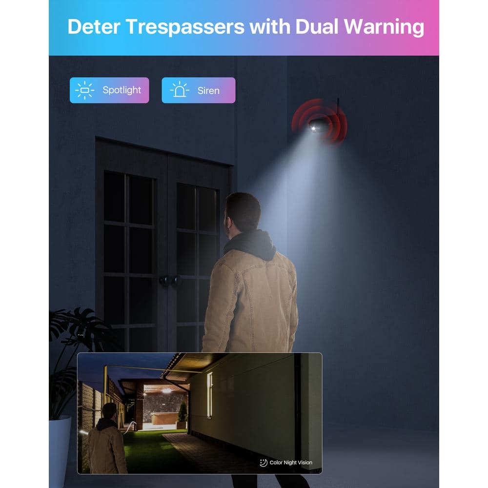 ZOSI Wireless 3MP 2K WIFI Outdoor Security Camera, 2-Way Audio, Smart Light and Sound Alarm, Color Night Vision