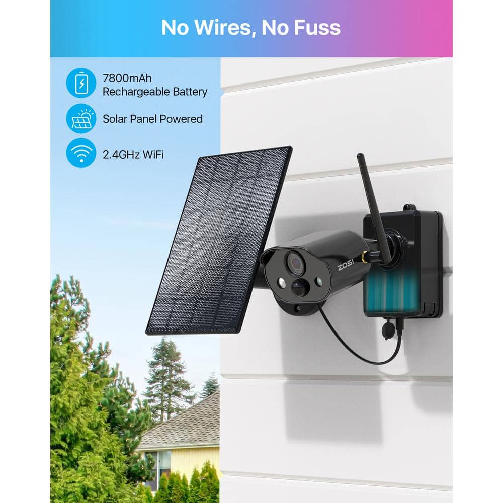 ZOSI Wireless 3MP 2K WIFI Outdoor Security Camera, 2-Way Audio, Smart Light and Sound Alarm, Color Night Vision