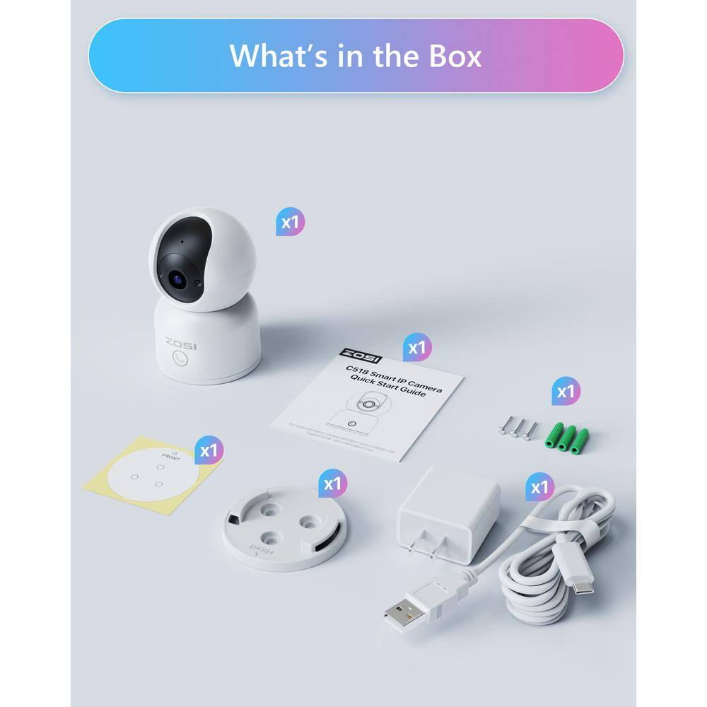 ZOSI 3MP 2K PTZ WiFi Security Camera Baby Monitor, One Press Call, 2-Way Audio, Smart AI Detection, 2.4/5.0 GHZ