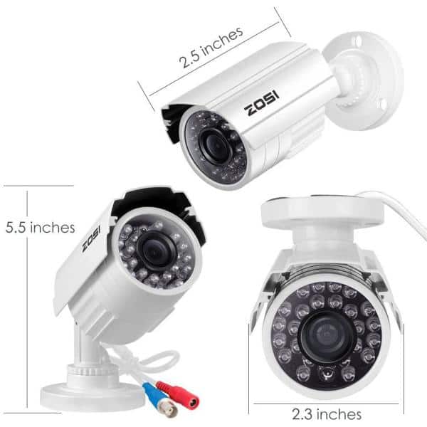 ZOSI Wired 1080p Outdoor Security Camera Compatible With All TVI DVR, 80 ft. Night Vision, IP67 Weatherproof (4-Pack)