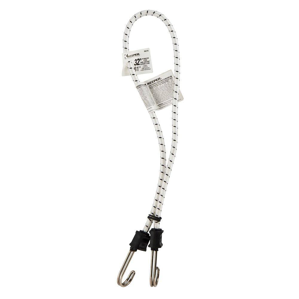 Keeper 32 in. Marine Bungee Cord – Twin Anchor with Stainless Steel Hooks