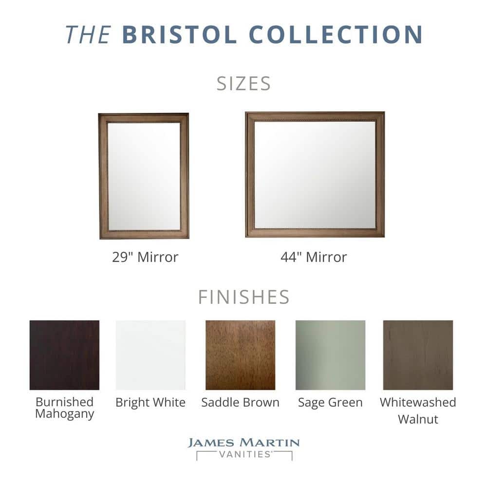 James Martin Vanities Bristol 29" x 40" Whitewashed Walnut Vanity Mirror