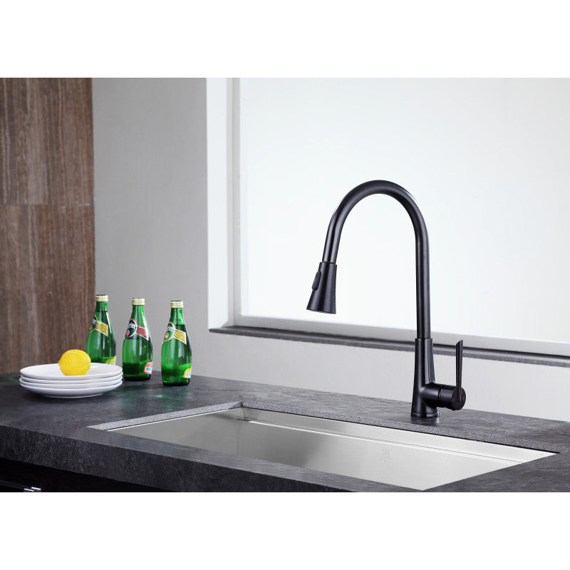 ANZZI Tulip Brushed Nickel 1-Handle Deck-Mount Pull-Out Sprayer Kitchen Faucet, 17.32 in H