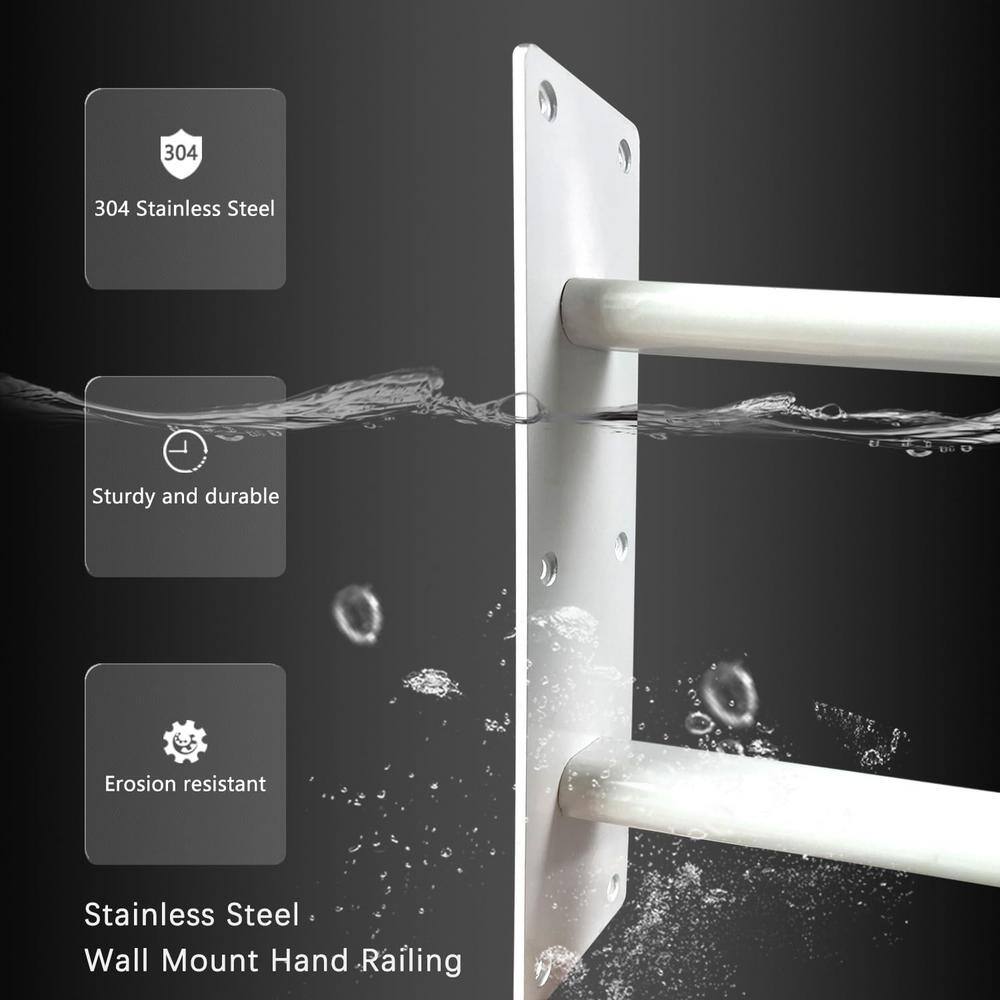 Angel Sar 26 in. Metal Handrails for Outdoor Steps Wall Mount, U-Shaped Handrail with Powder Coated, Stair Handrails for 1-3 Steps