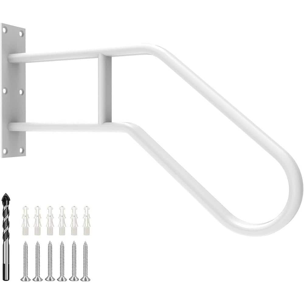 Angel Sar 26 in. Metal Handrails for Outdoor Steps Wall Mount, U-Shaped Handrail with Powder Coated, Stair Handrails for 1-3 Steps