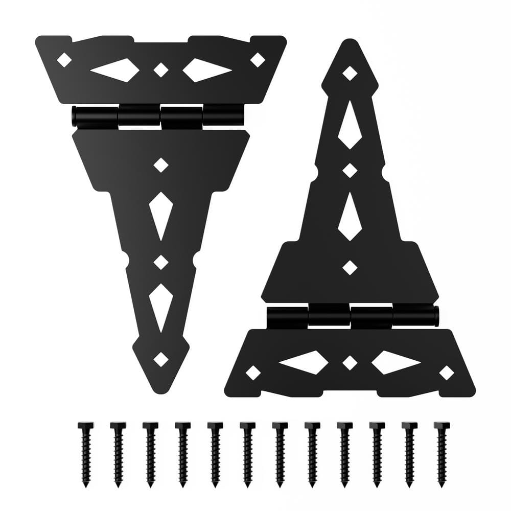 WINSOON 10 in. x 7 in. Heavy-Duty Decorative Tee Hinge Barn Gate Hinge (2-Pack)