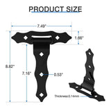 WINSOON 8.6 in. x 7.5 in. Black T-Strap Heavy-Duty Gate Hinges Wrought Hardware with Screws (2-Pack)