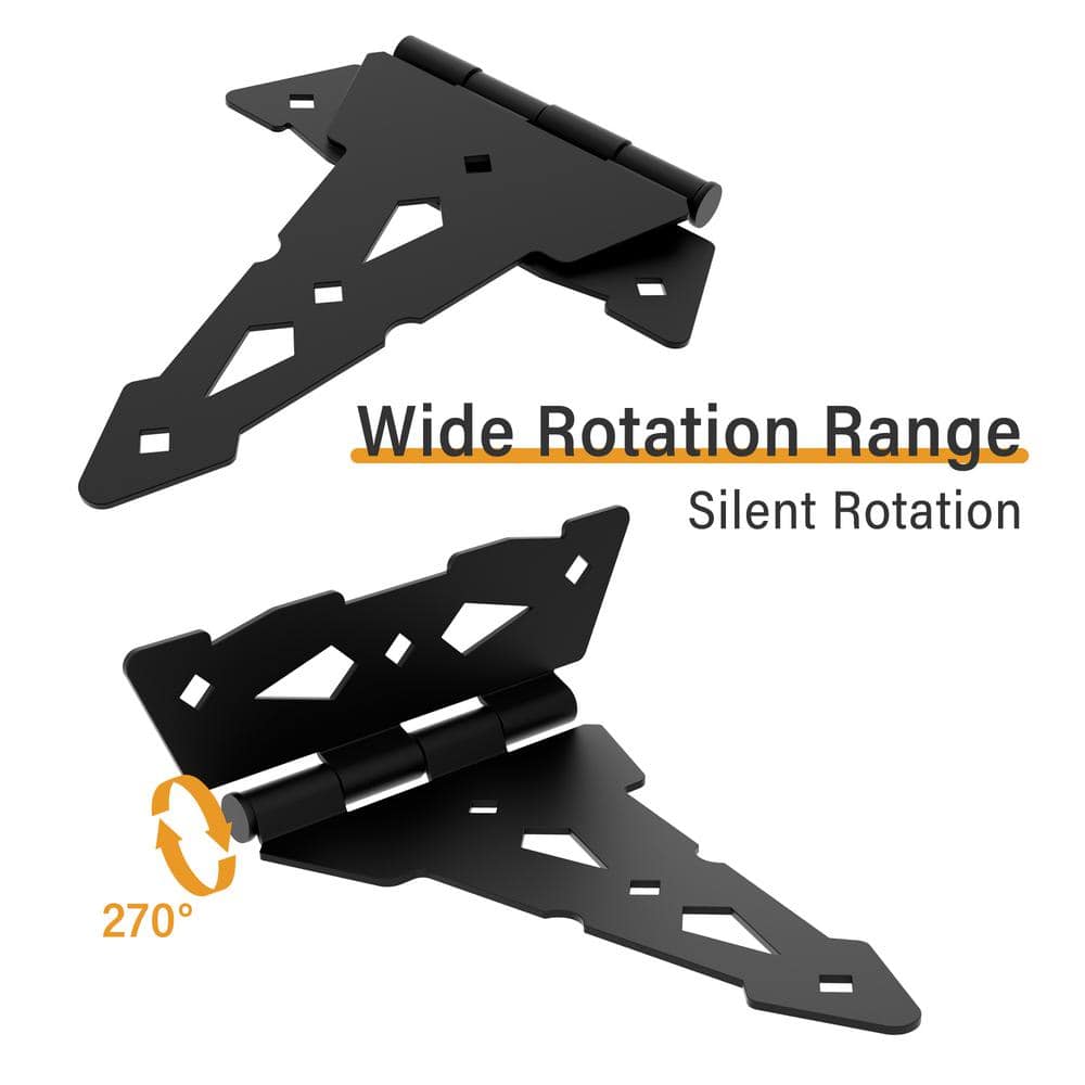 WINSOON Black Gate Hinge and Latch Set Decorative Latch Gate Kit
