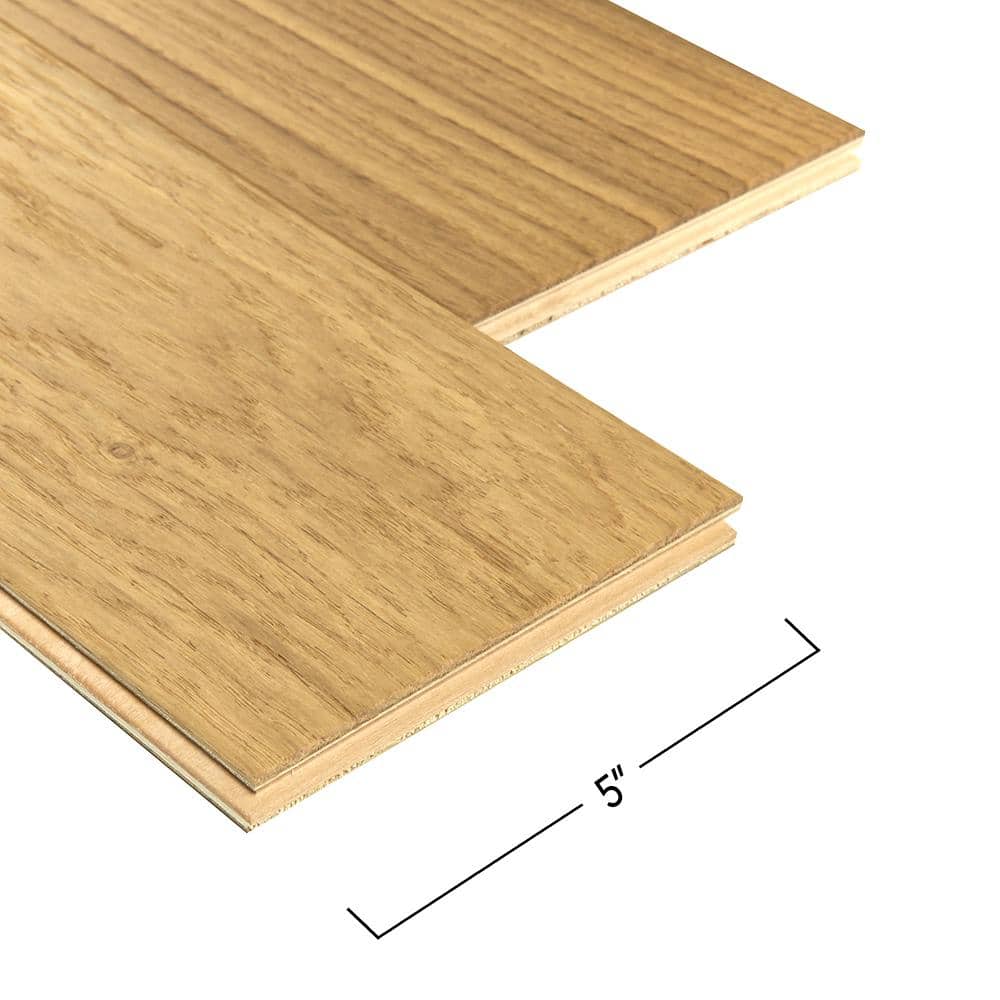 Mohawk Patton Avenue Winter Wheat Oak 0.5 in. T x 5 in. W Wirebrushed Engineered Hardwood Flooring (29.54 sq. ft./case)