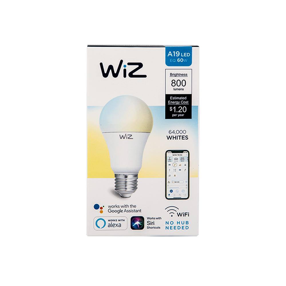 Philips WiZ Tunable White A19 LED 60-Watt Equivalent Dimmable Smart Wi‑Fi Connected Light Bulb (4‑Pack)