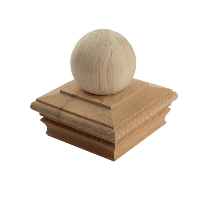 Deckorators 4 in. x 4 in. Newport Ball Top Cedar Wood Post Cap