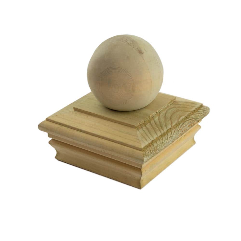 Deckorators 4 in. x 4 in. Newport Ball Top Pressure Treated Wood Post Cap