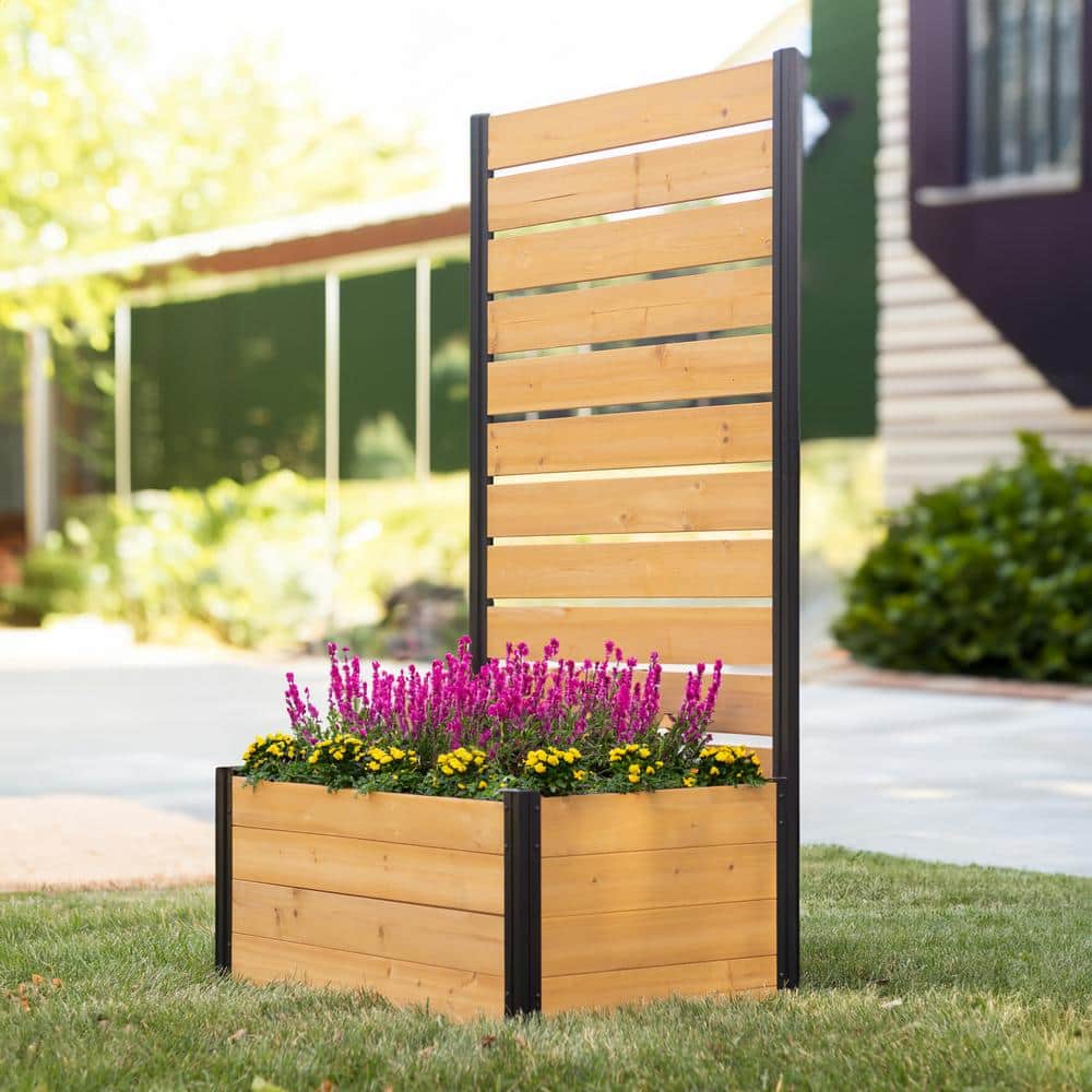 Enclo Privacy Screens Concord 6 ft. Cedar Flat Top Fence Panel with Planter Box