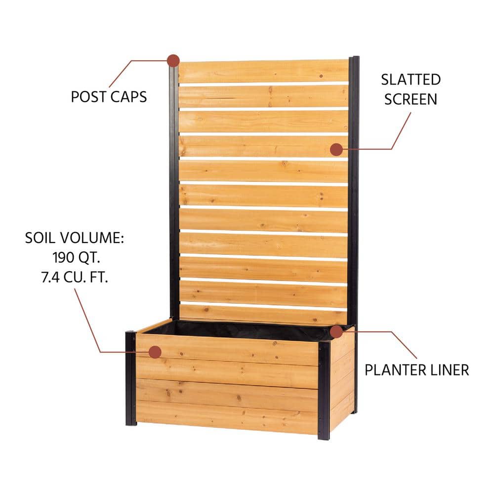 Enclo Privacy Screens Concord 6 ft. Cedar Flat Top Fence Panel with Planter Box
