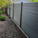 LH EP Complete Kit 6 ft. x 6 ft. Wood Grain Castle Gray WPC Composite Fence Panel w/Bottom Squared Holders Post Kits (5 set)