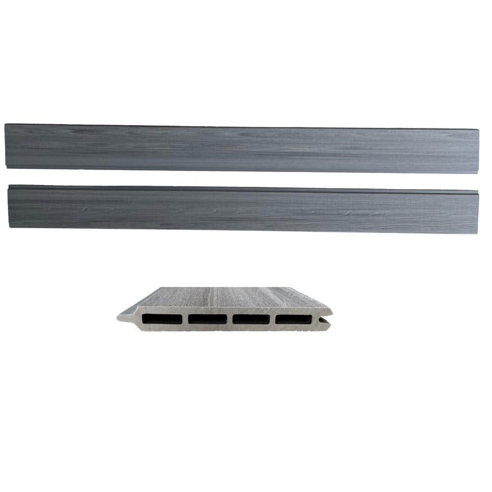 LH EP Complete Kit 6 ft. x 6 ft. Wood Grain Castle Gray WPC Composite Fence Panel w/Bottom Squared Holders Post Kits (5 set)