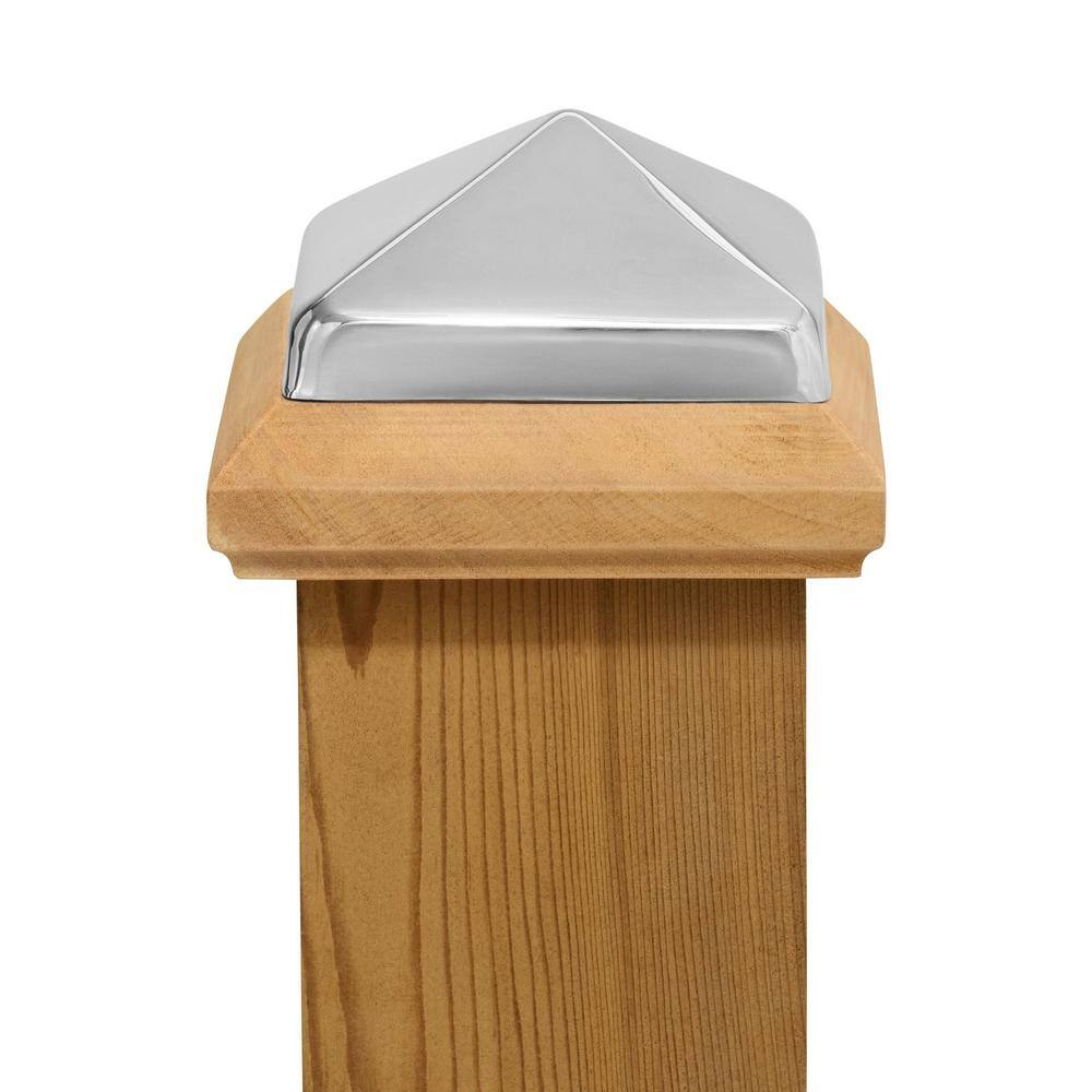 Protectyte Miterless 4 in. x 4 in. Untreated Wood Slip Over Fence Post Cap with Stainless Steel Pyramid