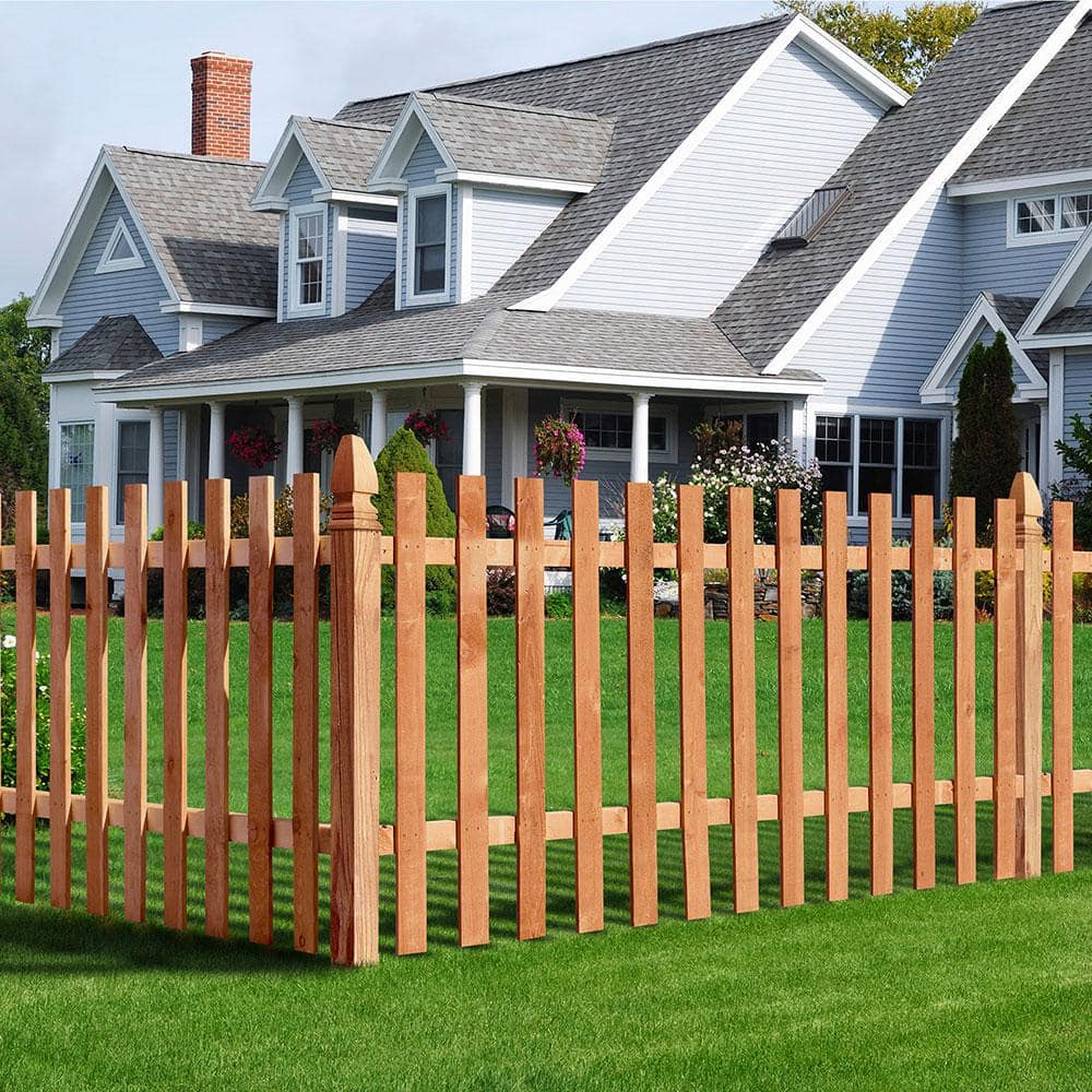 Outdoor Essentials 3-1/2 ft. x 8 ft. Western Red Cedar Spaced Picket Flat Top Fence Panel Kit