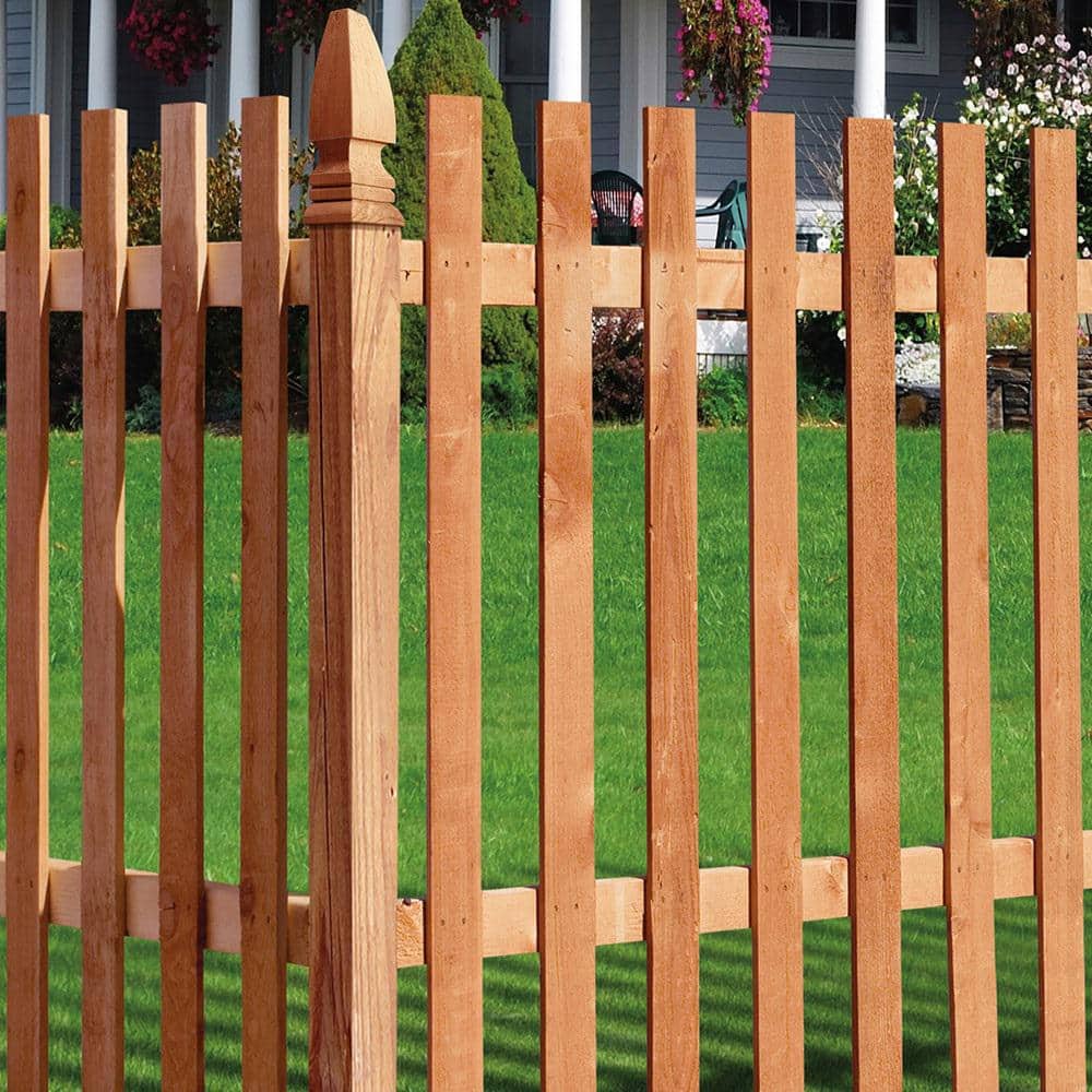 Outdoor Essentials 3-1/2 ft. x 8 ft. Western Red Cedar Spaced Picket Flat Top Fence Panel Kit