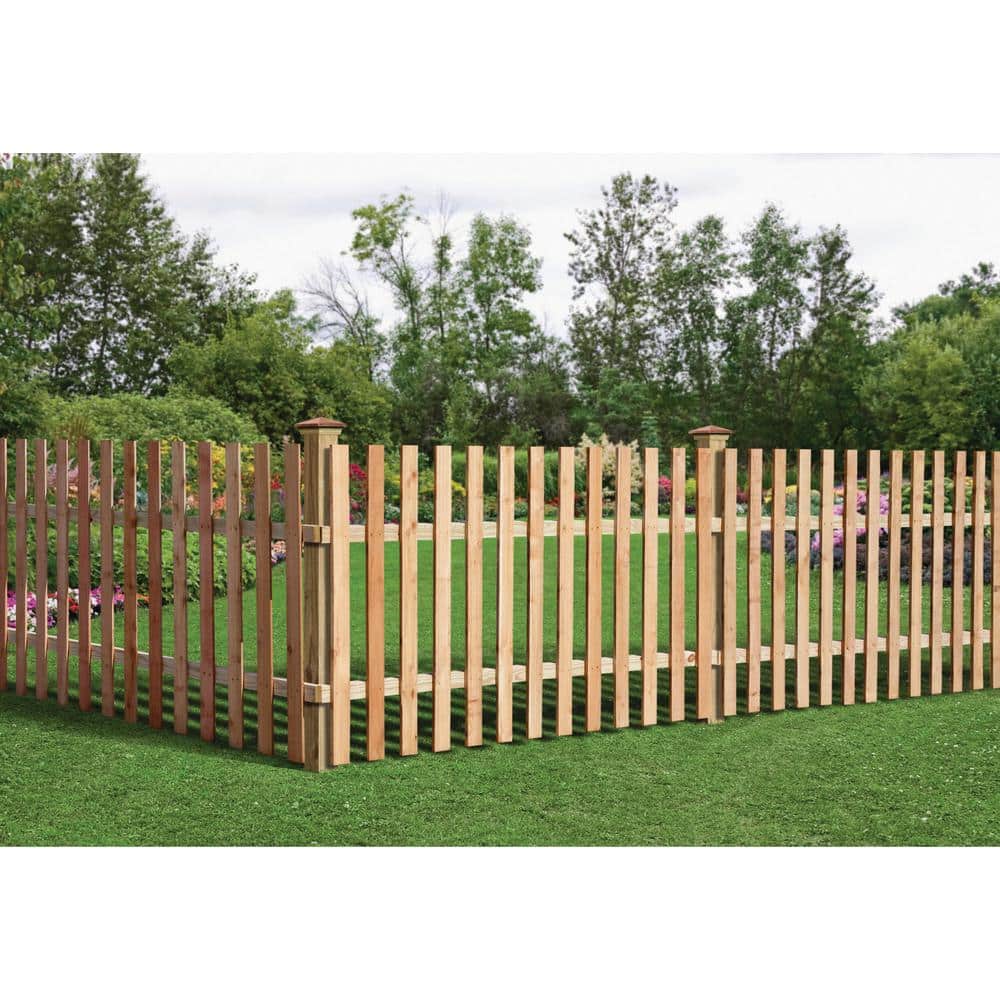 Outdoor Essentials 3-1/2 ft. x 8 ft. Western Red Cedar Spaced Picket Flat Top Fence Panel Kit
