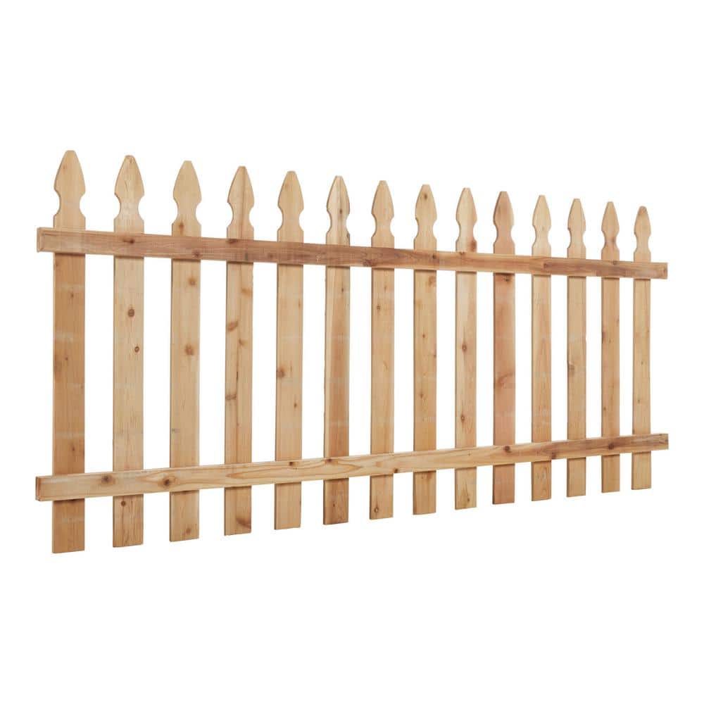 Outdoor Essentials 3-1/2 ft x 8 ft Cedar Spaced French Gothic Fence Panel