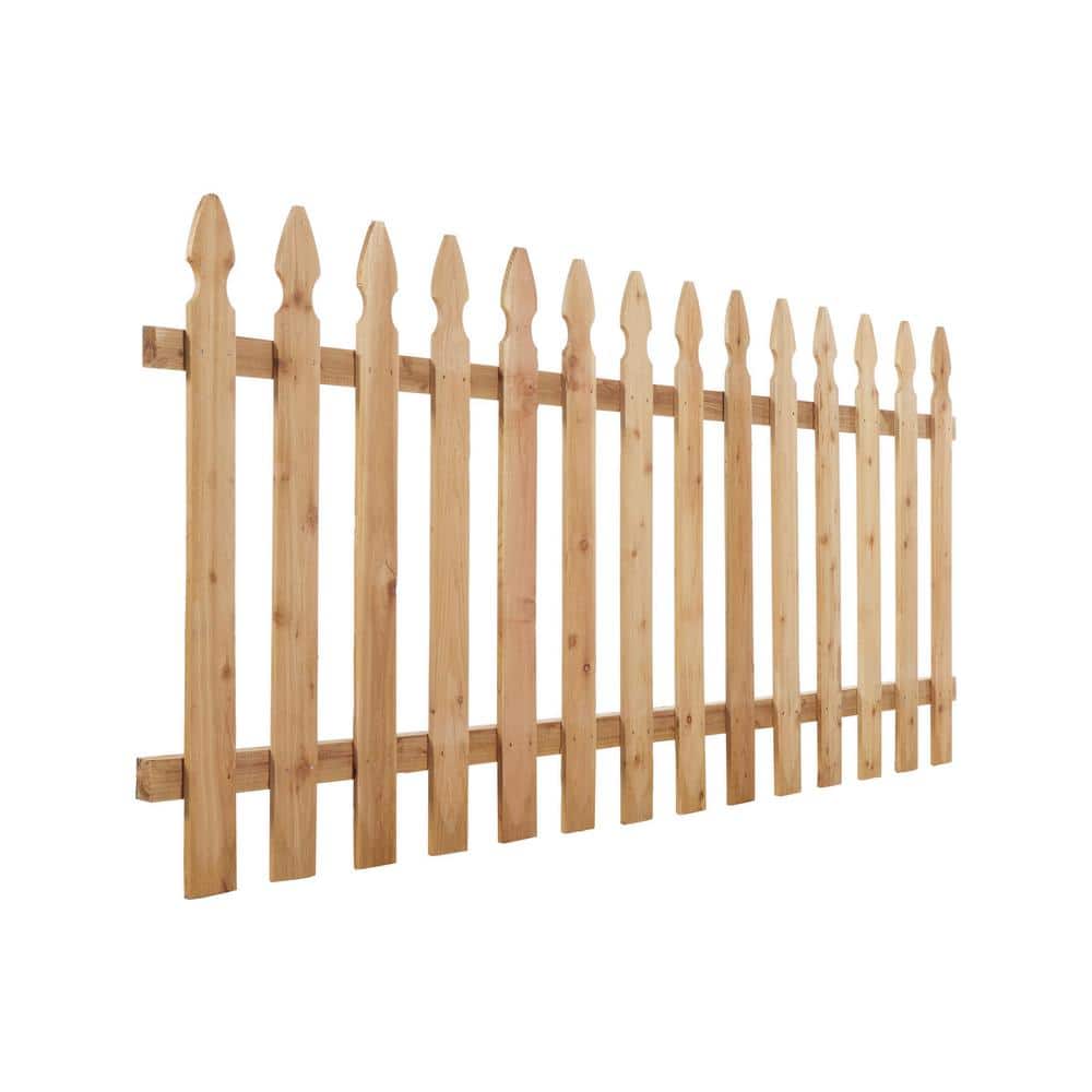 Outdoor Essentials 3-1/2 ft x 8 ft Cedar Spaced French Gothic Fence Panel