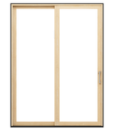 Pella Lifestyle 72-in x 80-in 4-9/16-in Dual-Pane White Wood Sliding Left-Hand Double Patio Door