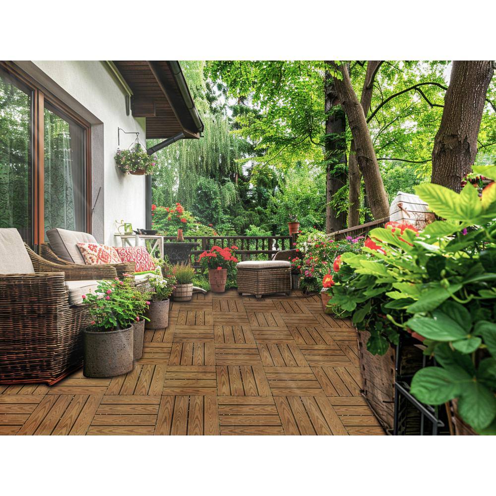 Tidoin Outdoor 1 ft. x 1 ft. Composite Deck Tile in Wood(20 Per Box)