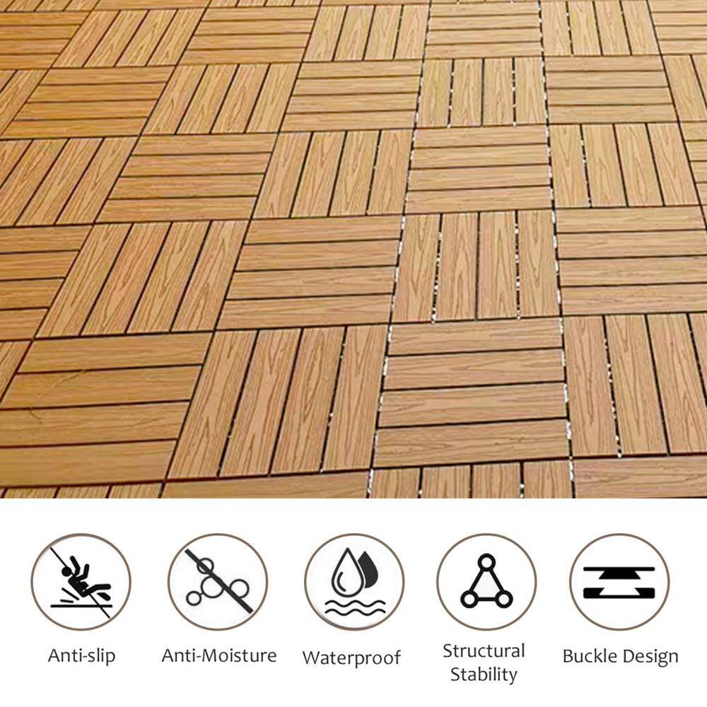Tidoin Outdoor 1 ft. x 1 ft. Composite Deck Tile in Wood(20 Per Box)