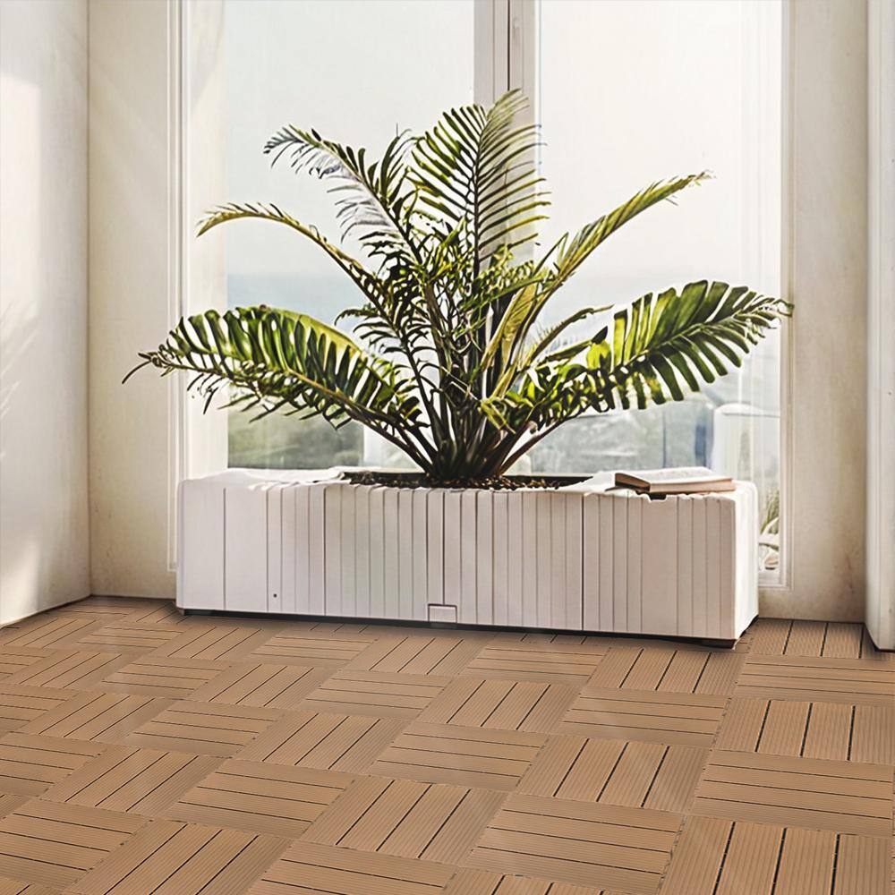 Tidoin Outdoor 1 ft. x 1 ft. Composite Deck Tile in Wood(35 Per Box)
