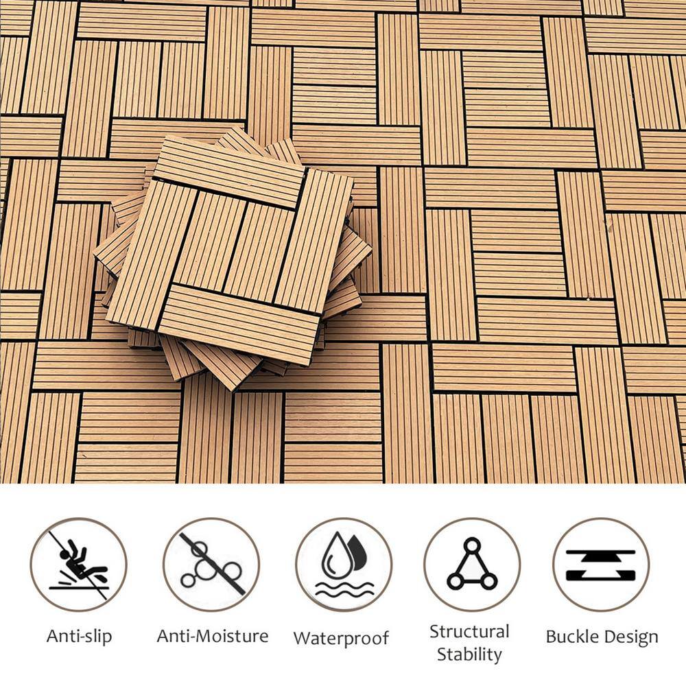 Tidoin Outdoor 1 ft. x 1 ft. Composite Deck Tile in Wood(20 Per Box)