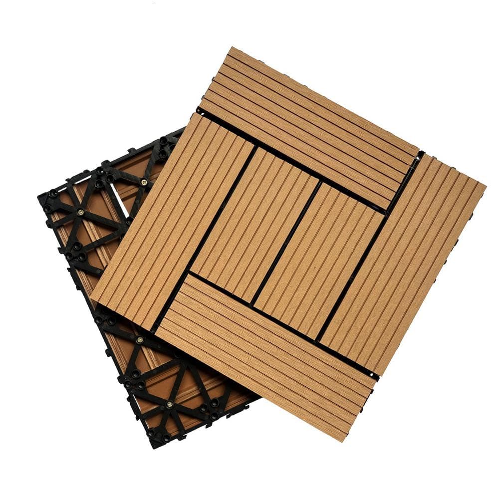 Tidoin Outdoor 1 ft. x 1 ft. Composite Deck Tile in Wood(20 Per Box)