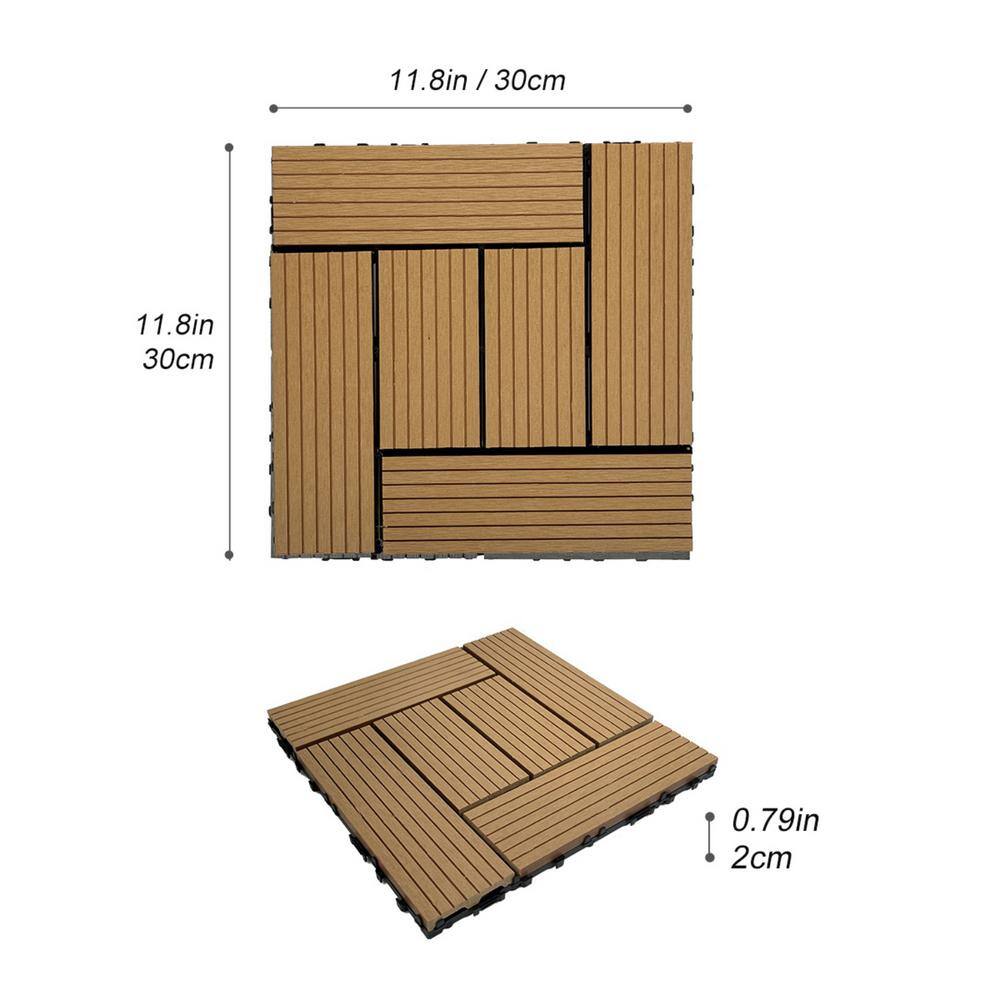Tidoin Outdoor 1 ft. x 1 ft. Composite Deck Tile in Wood(20 Per Box)