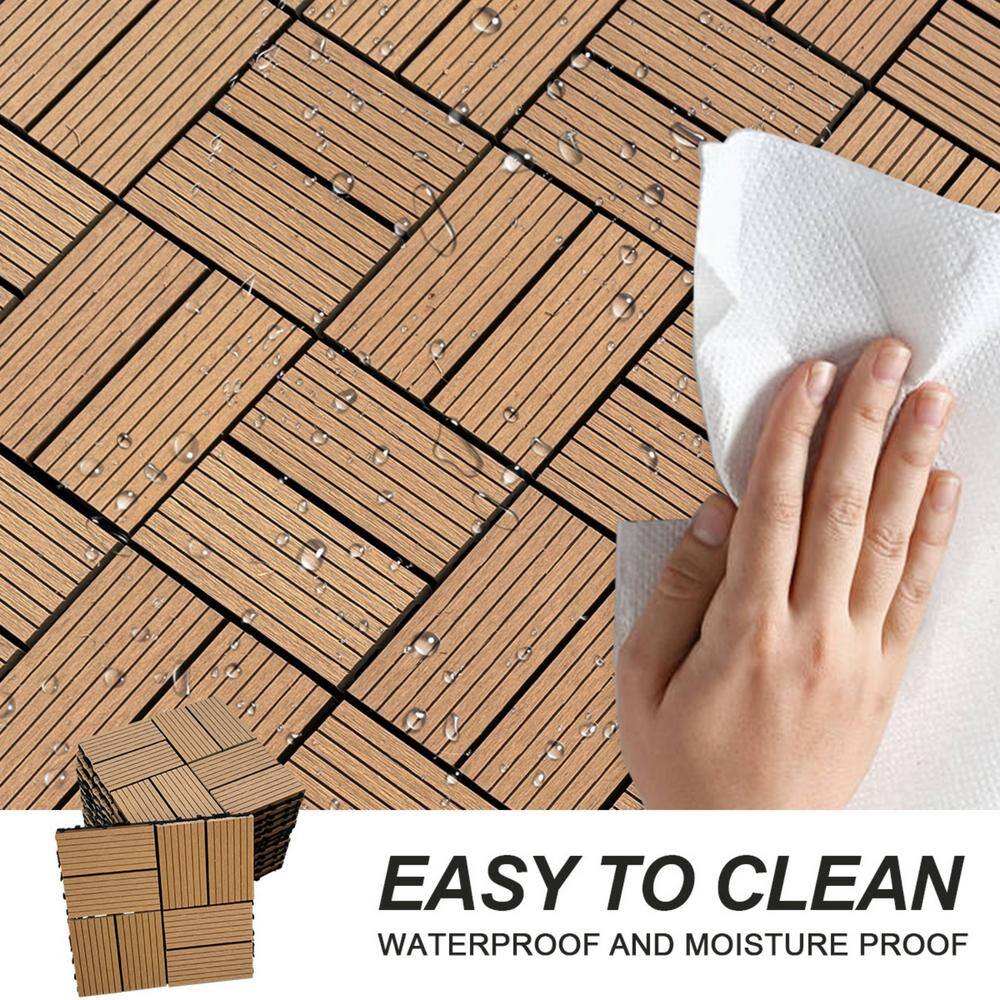 Tidoin Outdoor 1 ft. x 1 ft. Composite Deck Tile in Wood(20 Per Box)