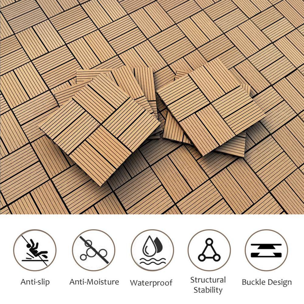 Tidoin Outdoor 1 ft. x 1 ft. Composite Deck Tile in Wood(20 Per Box)