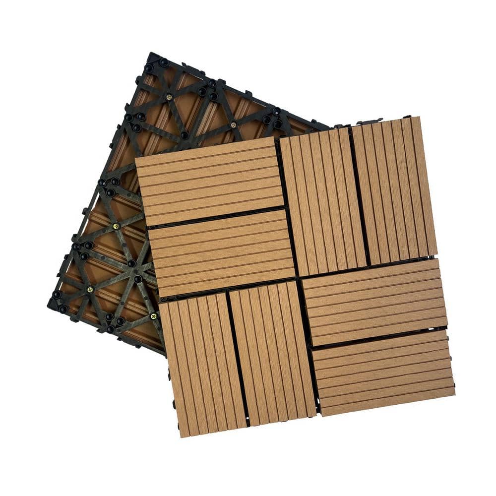 Tidoin Outdoor 1 ft. x 1 ft. Composite Deck Tile in Wood(20 Per Box)